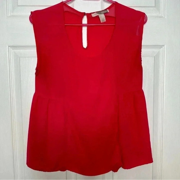 Forever 21 Blouse Sleeveless Semi-Sheer  Red Size Small - Picture 1 of 16